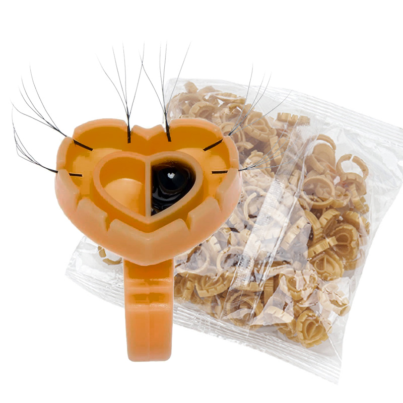 Eyelash Extension Look - 500個入りまつげエクステ用グルーリング、まつげエクステ用グルーホルダー、まつげエクステ用品用ボリュームファンニングカップ