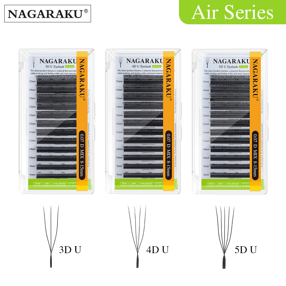 Eyelash Extension Human Hair - NAGARAKU U字型3D/4D/5Dソフトライトナチュラルまつげエクステふわふわミンク風フェイクファー平行メイク用品