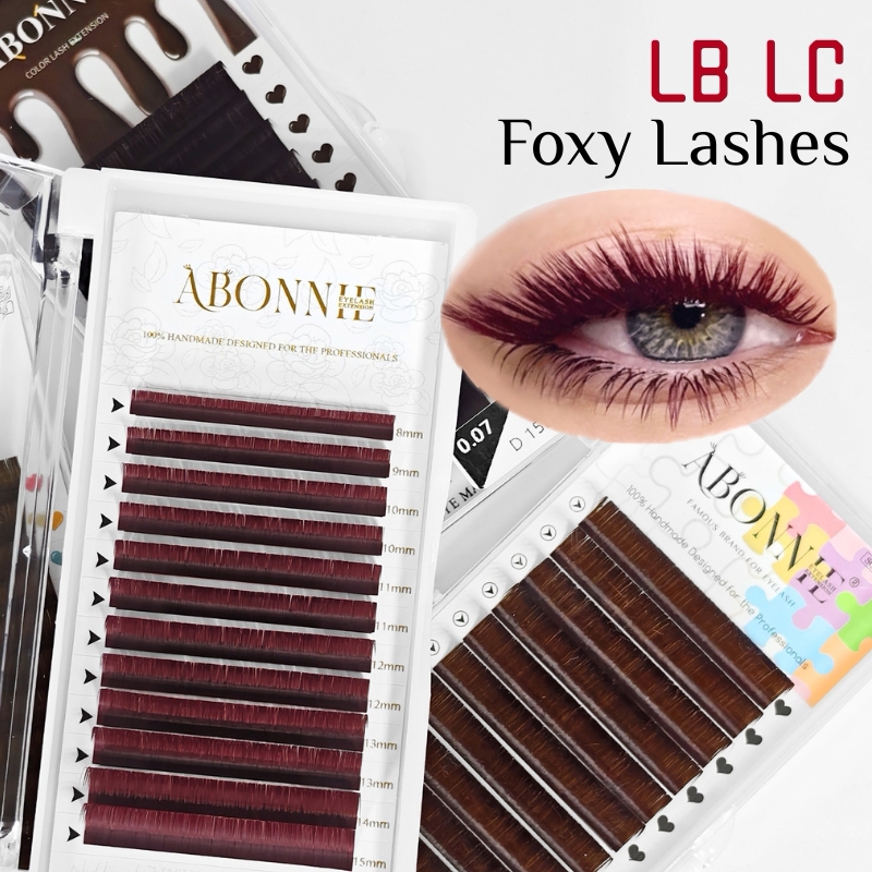 Eyelash Extension Russian - LB LC バーガンディラッシュ ワインレッド クラシックまつげエクステ アボニーラッシュ