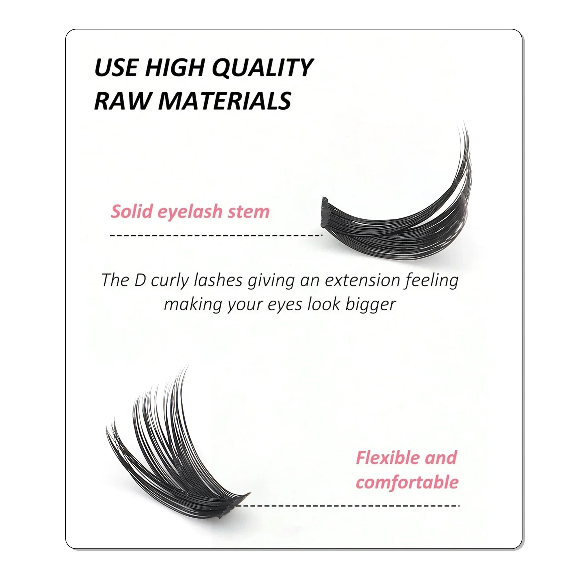 ロシア製ボリュームクラスターラッシュ、Dカール、ふんわりとし - Eyelash Extension Russian のレビューと価格
