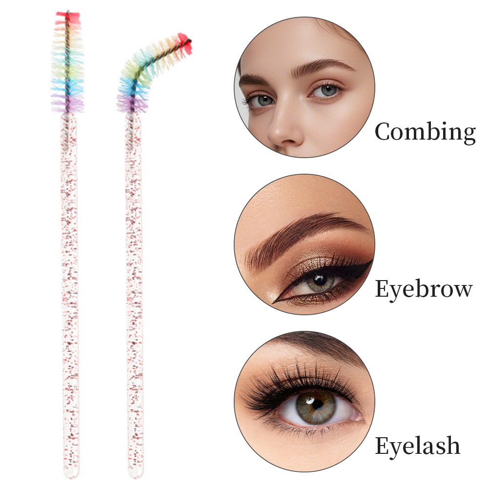 50 個レインボークリスタルまつげメイクブラシ使い捨てマイク - Eyelash Extension Look のレビューと価格