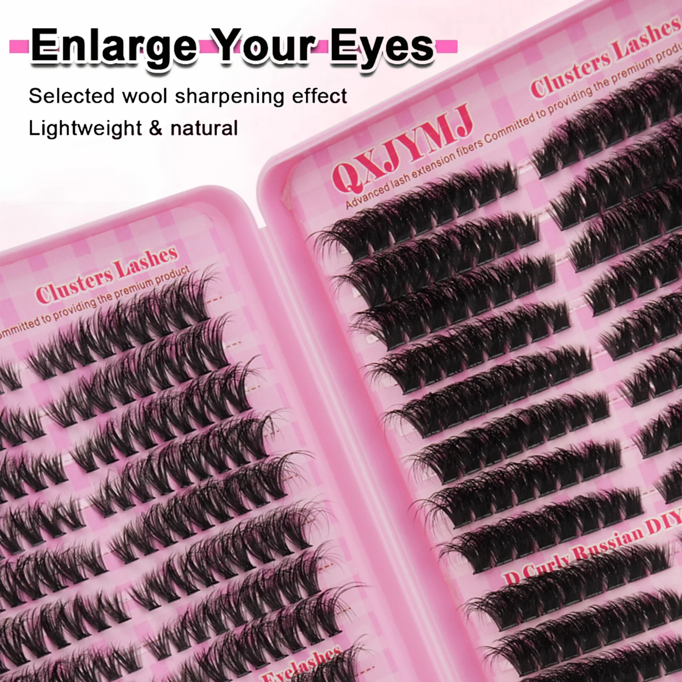 32列のDカール、ロシア風、DIYで簡単に装着できるつけまつ - Eyelash Extension Russian のレビューと価格