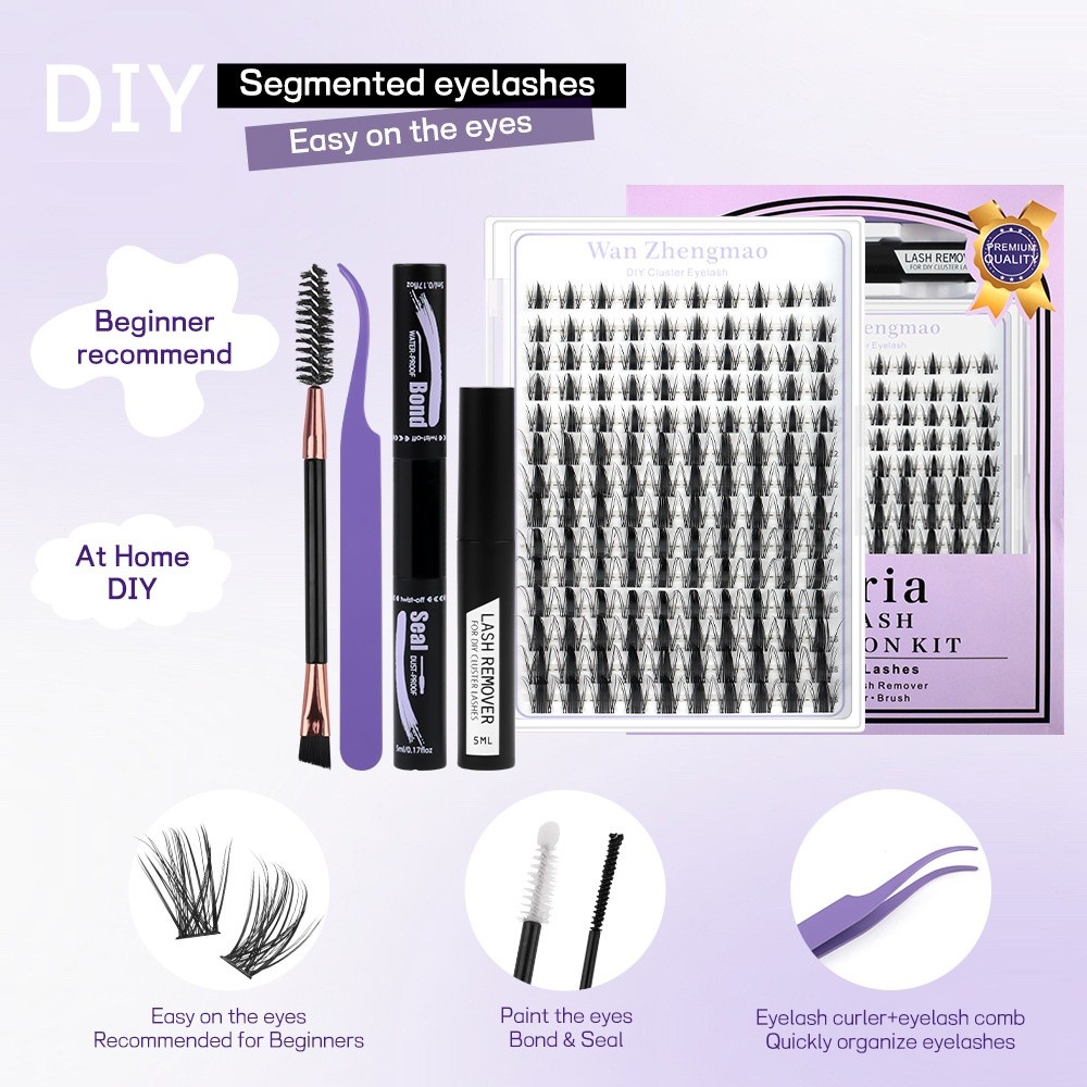 8-18mmの長さのつけまつげ、接着剤とシーラー付き、自然な - Eyelash Extension Natural Look のレビューと価格